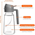 Oil Spray Bottle 3 in 1 16oz/470ml Glass Olive Oil Sprayer for Cooking with Stickers, Oil Dispenser for Kitchen Gadgets, Food Grade Premium Spray Bottle with Portion Control for Salad, Frying, BBQ (Black)