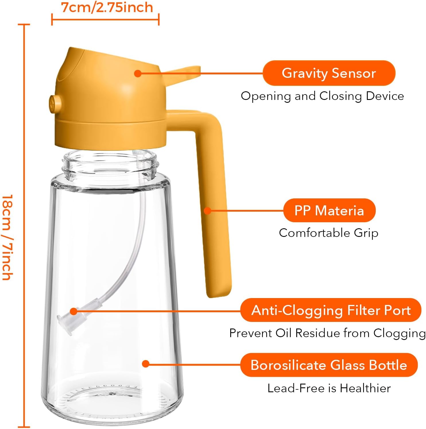 Oil Spray Bottle 3 in 1 16oz/470ml Glass Olive Oil Sprayer for Cooking with Stickers, Oil Dispenser for Kitchen Gadgets, Food Grade Premium Spray Bottle with Portion Control for Salad, Frying, BBQ (Black)