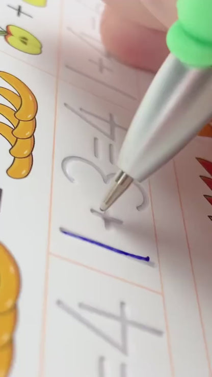 Magic Writing Books 4‑in‑1 — Alphabet, Numbers, Math & Drawing + Magic Pen (10 Refills, Soft Grip)